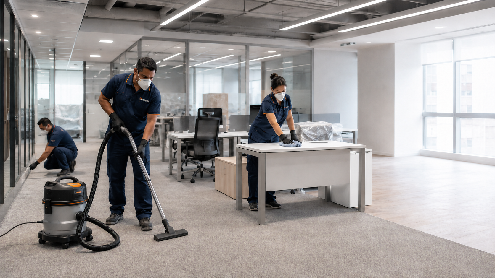 Limpeza fina de escritório reformado